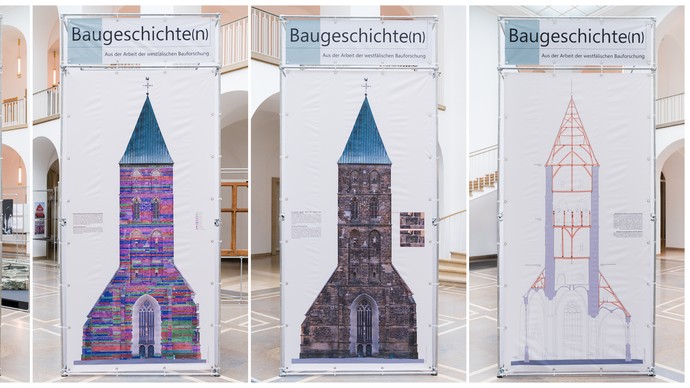 Kartierung, Foto und Querschnitt des Westturms vom St. Dionysius in Rheine Kartierung, Foto und Querschnitt des Westturms vom St. Dionysius in Rheine